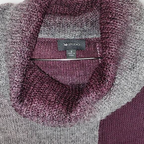 AB Studio Womens Sweater Sz Small Black Burgundy Cowl Neck NWT Mohair Acrylic - Picture 3 of 9